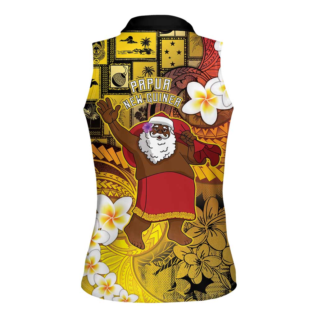 Papua New Guinea Retro Christmas Women Sleeveless Polo Shirt Hamamas Krismas - Polynesian Pride