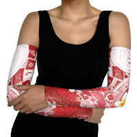 Tonga Christmas Arm Sleeves Kilisimasi Fiefia Retro Style Red - Polynesian Pride
