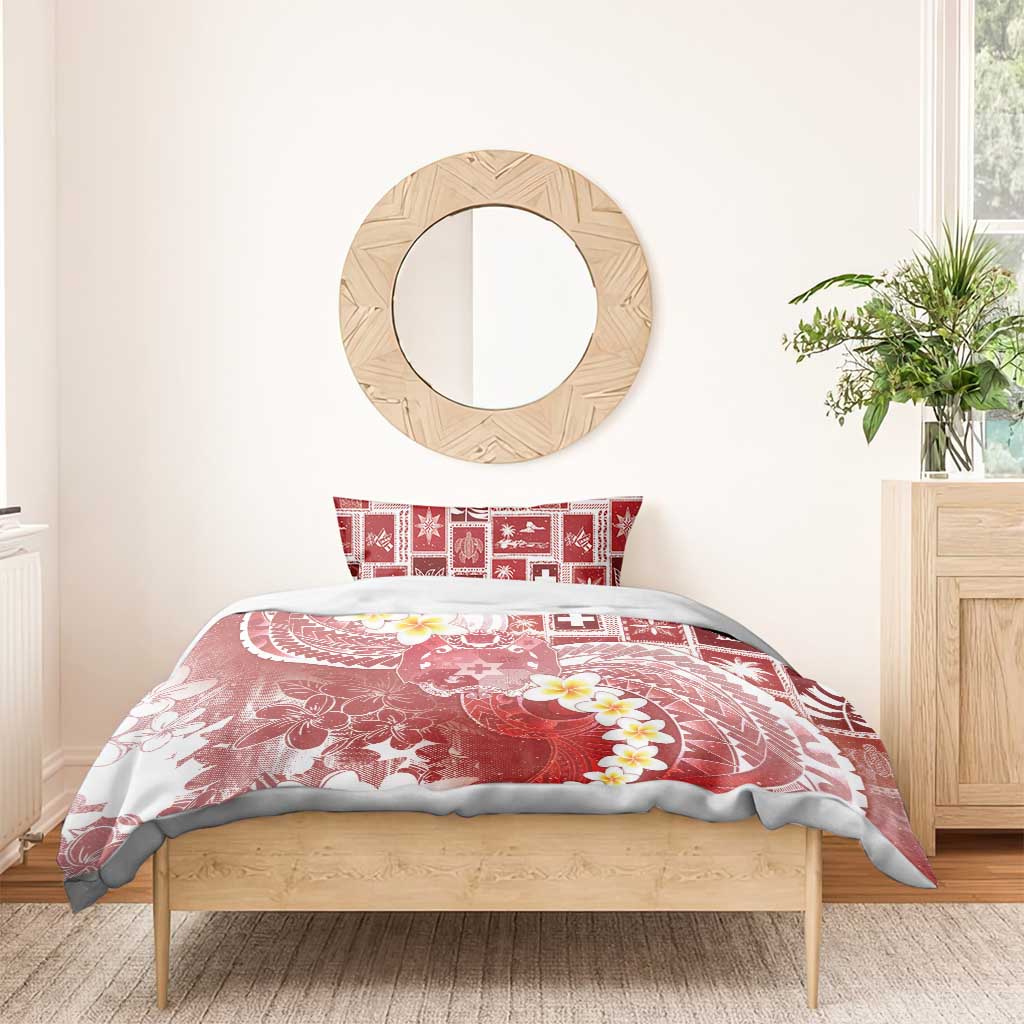 Tonga Christmas Bedding Set Kilisimasi Fiefia Retro Style Red - Polynesian Pride