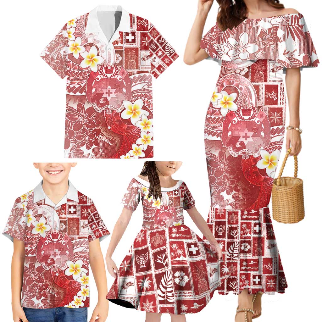 Tonga Christmas Family Matching Mermaid Dress and Hawaiian Shirt Kilisimasi Fiefia Retro Style Red - Polynesian Pride