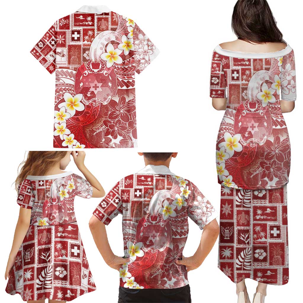 Tonga Christmas Family Matching Puletasi and Hawaiian Shirt Kilisimasi Fiefia Retro Style Red - Polynesian Pride