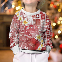 Tonga Christmas Kid Ugly Christmas Sweater Kilisimasi Fiefia Retro Style Red - Polynesian Pride