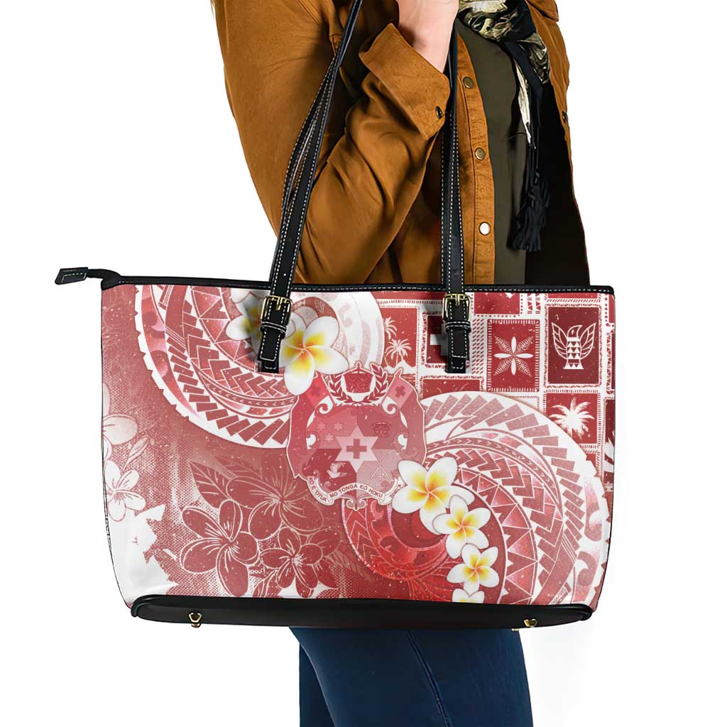 Tonga Christmas Leather Tote Bag Kilisimasi Fiefia Retro Style Red - Polynesian Pride