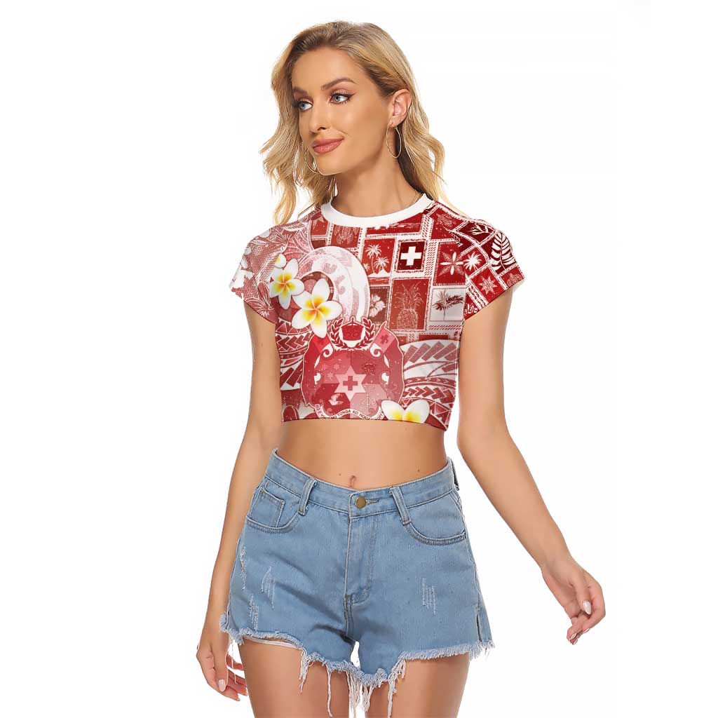 Tonga Christmas Raglan Cropped T Shirt Kilisimasi Fiefia Retro Style Red - Polynesian Pride