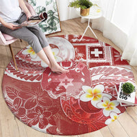 Tonga Christmas Round Carpet Kilisimasi Fiefia Retro Style Red - Polynesian Pride