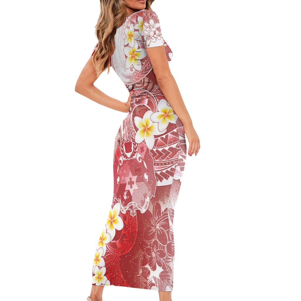 Tonga Christmas Short Sleeve Bodycon Dress Kilisimasi Fiefia Retro Style Red - Polynesian Pride