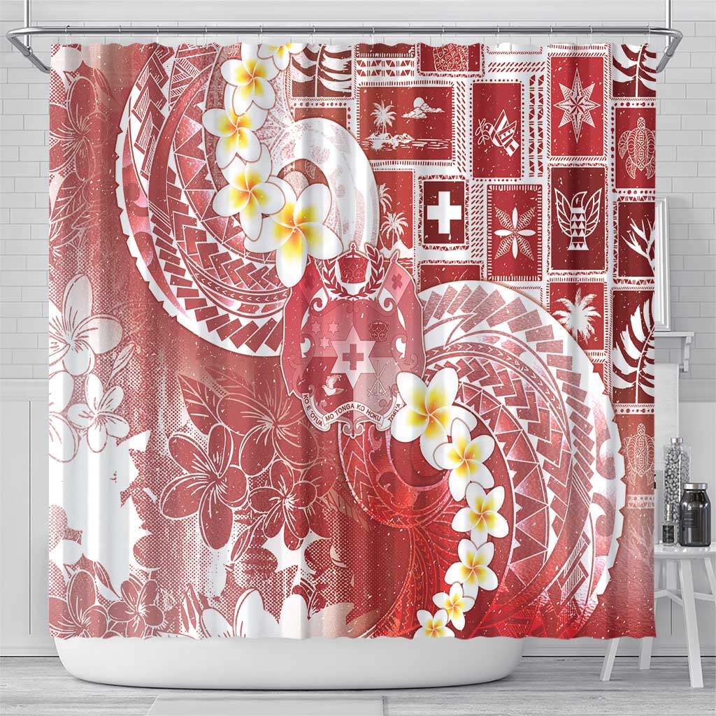 Tonga Christmas Shower Curtain Kilisimasi Fiefia Retro Style Red - Polynesian Pride