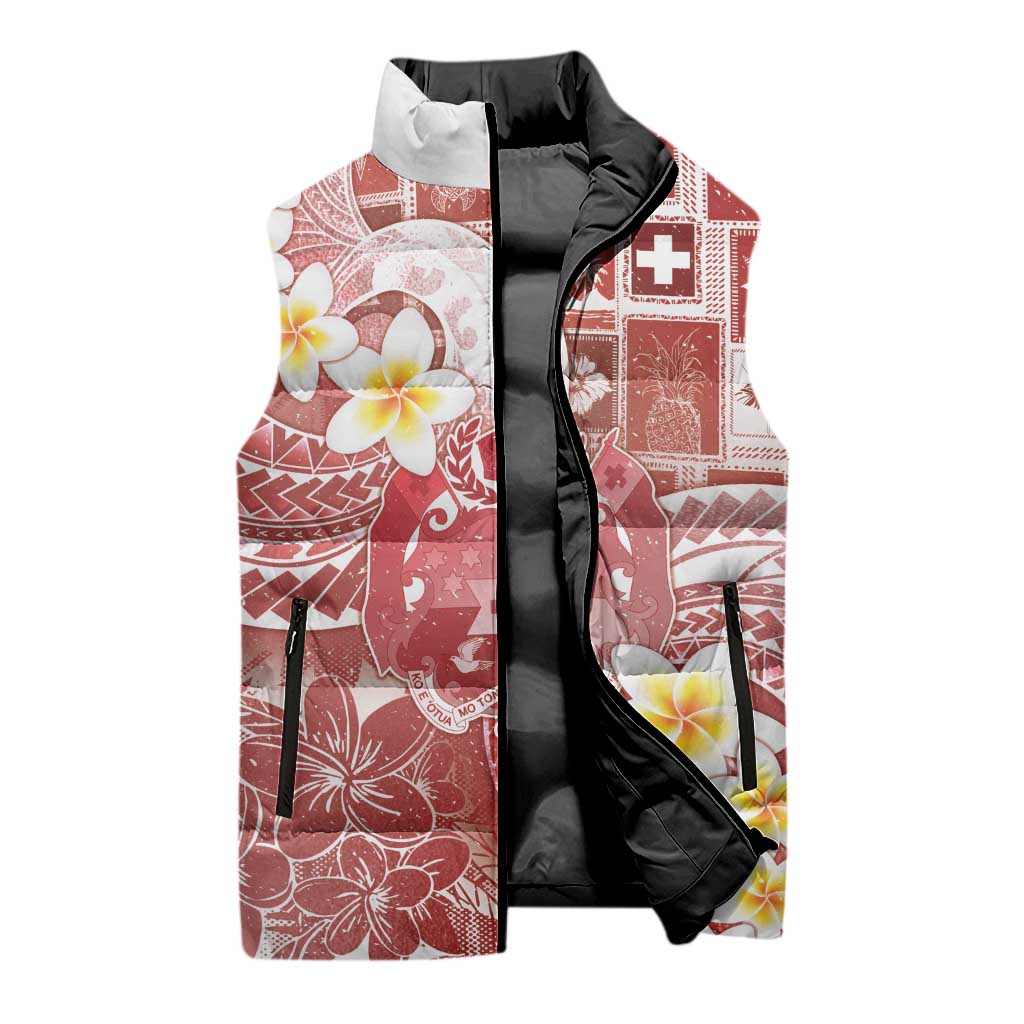 Tonga Christmas Sleeveless Puffer Jacket Kilisimasi Fiefia Retro Style Red - Polynesian Pride