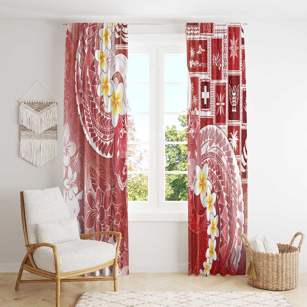 Tonga Christmas Window Curtain Kilisimasi Fiefia Retro Style Red - Polynesian Pride