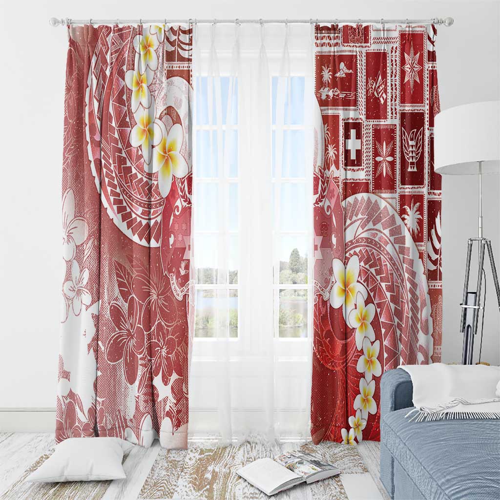Tonga Christmas Window Curtain Kilisimasi Fiefia Retro Style Red - Polynesian Pride