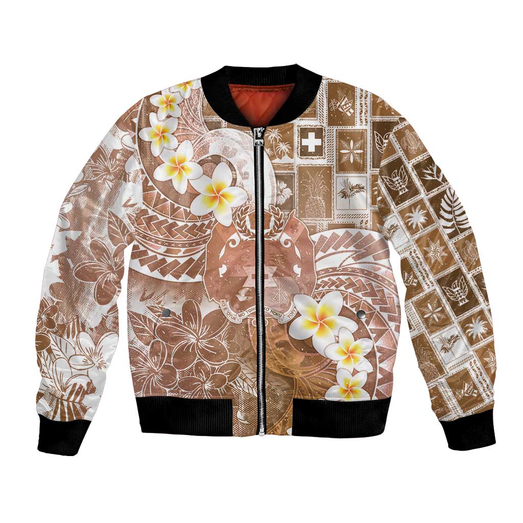 Tonga Christmas Bomber Jacket Kilisimasi Fiefia Retro Style Brown - Polynesian Pride