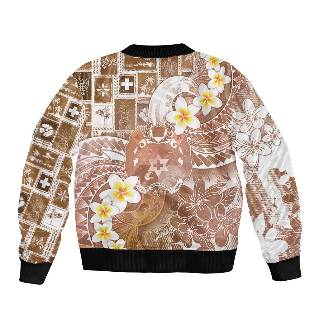 Tonga Christmas Bomber Jacket Kilisimasi Fiefia Retro Style Brown - Polynesian Pride