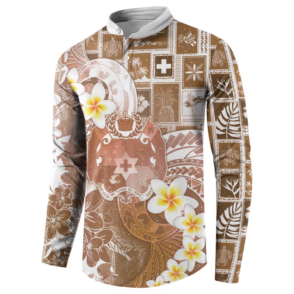 Tonga Christmas Button Sweatshirt Kilisimasi Fiefia Retro Style Brown - Polynesian Pride