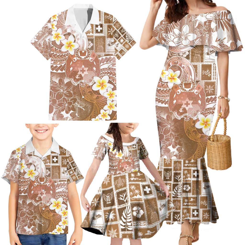 Tonga Christmas Family Matching Mermaid Dress and Hawaiian Shirt Kilisimasi Fiefia Retro Style Brown - Polynesian Pride