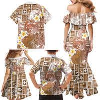 Tonga Christmas Family Matching Mermaid Dress and Hawaiian Shirt Kilisimasi Fiefia Retro Style Brown - Polynesian Pride