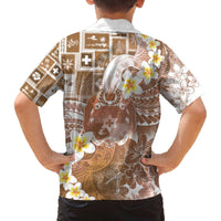 Tonga Christmas Family Matching Off The Shoulder Long Sleeve Dress and Hawaiian Shirt Kilisimasi Fiefia Retro Style Brown - Polynesian Pride