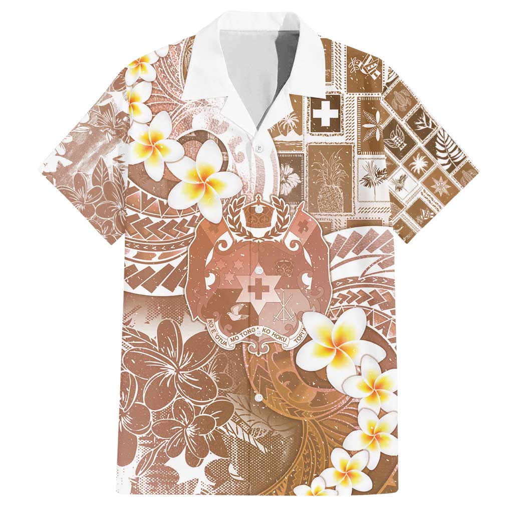 Tonga Christmas Family Matching Off Shoulder Short Dress and Hawaiian Shirt Kilisimasi Fiefia Retro Style Brown - Polynesian Pride