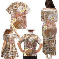 Tonga Christmas Family Matching Puletasi and Hawaiian Shirt Kilisimasi Fiefia Retro Style Brown - Polynesian Pride