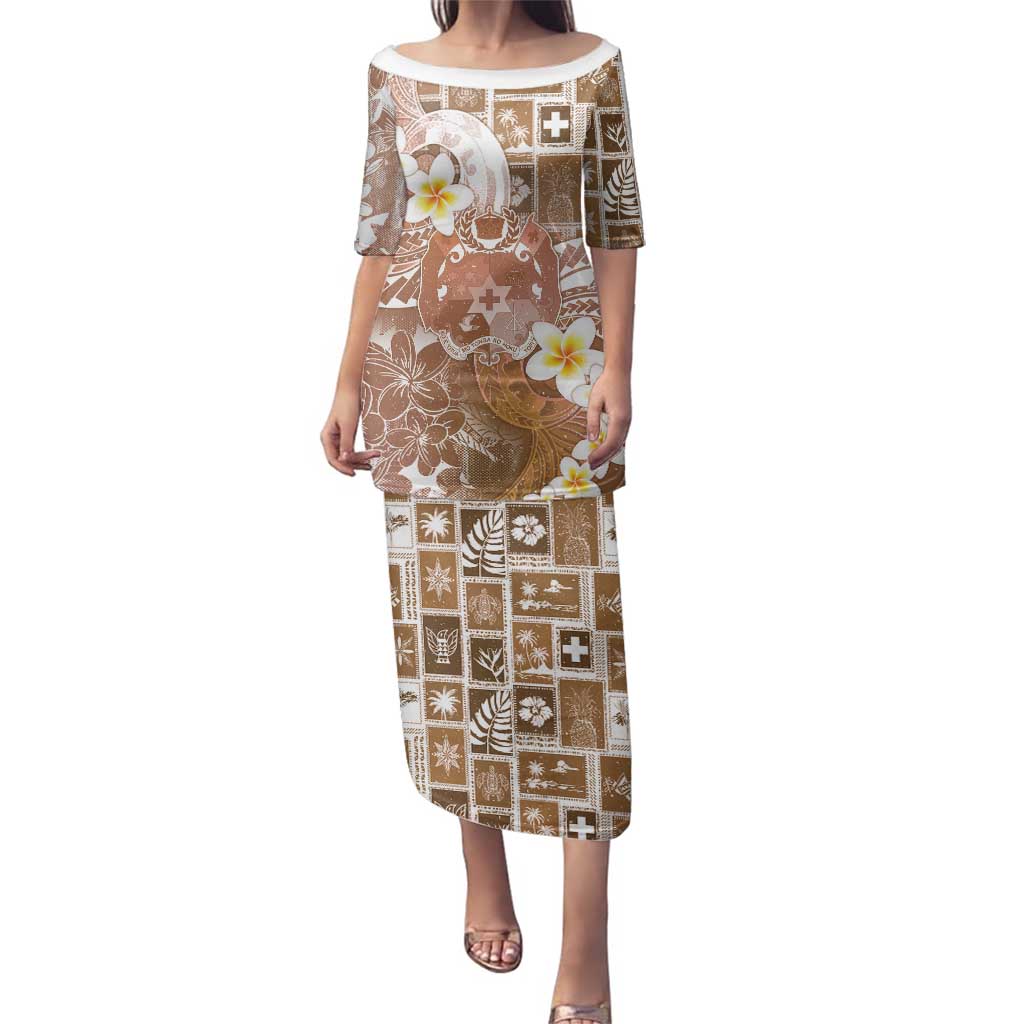 Tonga Christmas Family Matching Puletasi and Hawaiian Shirt Kilisimasi Fiefia Retro Style Brown - Polynesian Pride