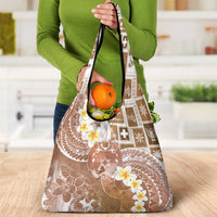 Tonga Christmas Grocery Bag Kilisimasi Fiefia Retro Style Brown - Polynesian Pride