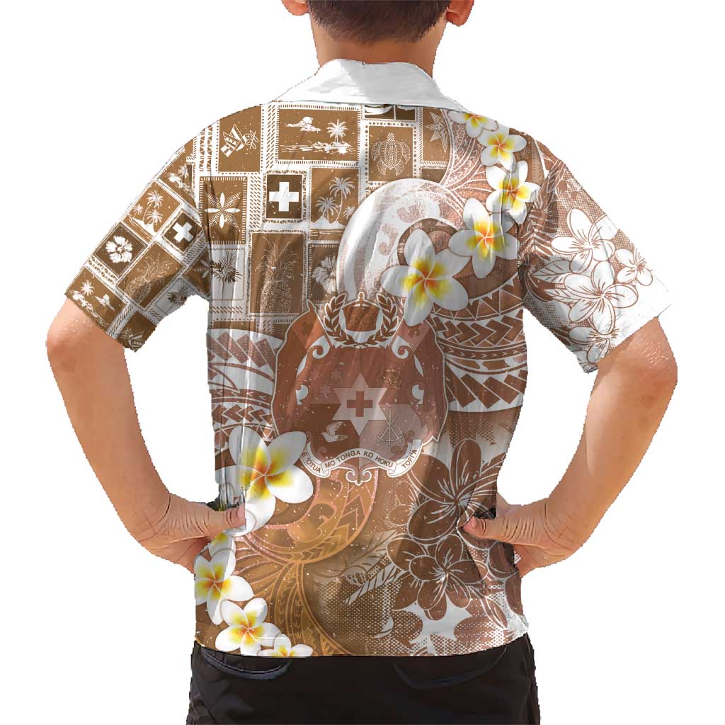 Tonga Christmas Kid Hawaiian Shirt Kilisimasi Fiefia Retro Style Brown - Polynesian Pride