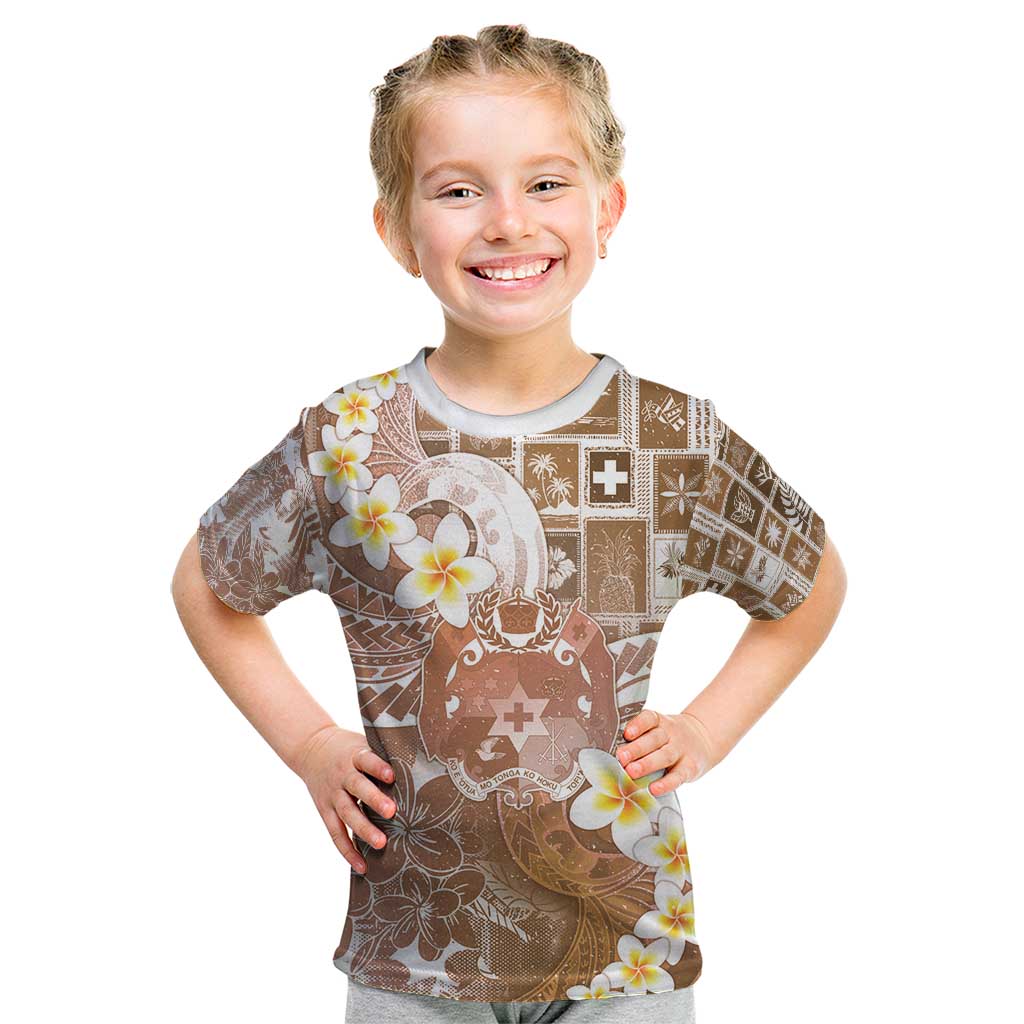 Tonga Christmas Kid T Shirt Kilisimasi Fiefia Retro Style Brown - Polynesian Pride