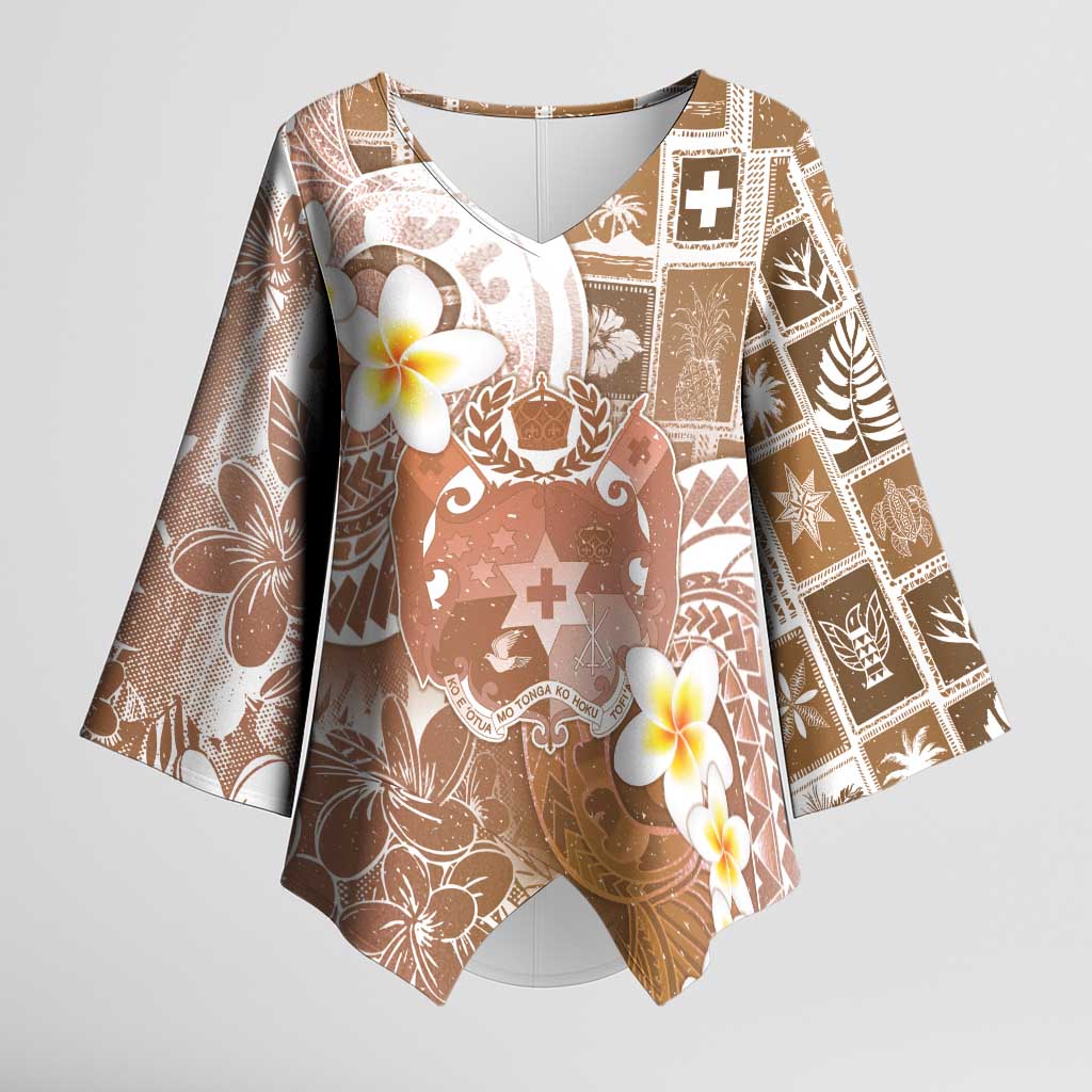 Tonga Christmas Kimono Sleeve Blouse Kilisimasi Fiefia Retro Style Brown - Polynesian Pride