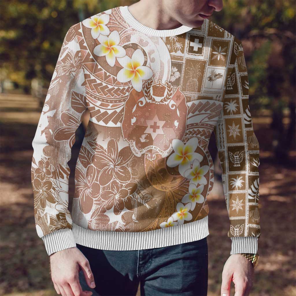 Tonga Christmas Ugly Christmas Sweater Kilisimasi Fiefia Retro Style Brown - Polynesian Pride