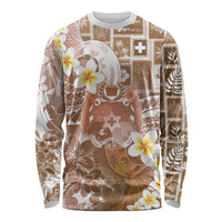 Tonga Christmas Long Sleeve Shirt Kilisimasi Fiefia Retro Style Brown - Polynesian Pride