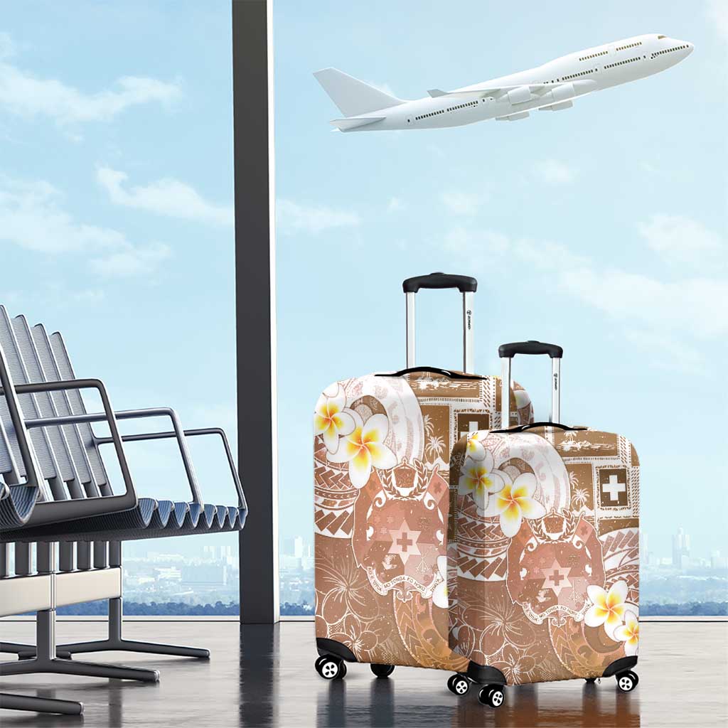 Tonga Christmas Luggage Cover Kilisimasi Fiefia Retro Style Brown - Polynesian Pride
