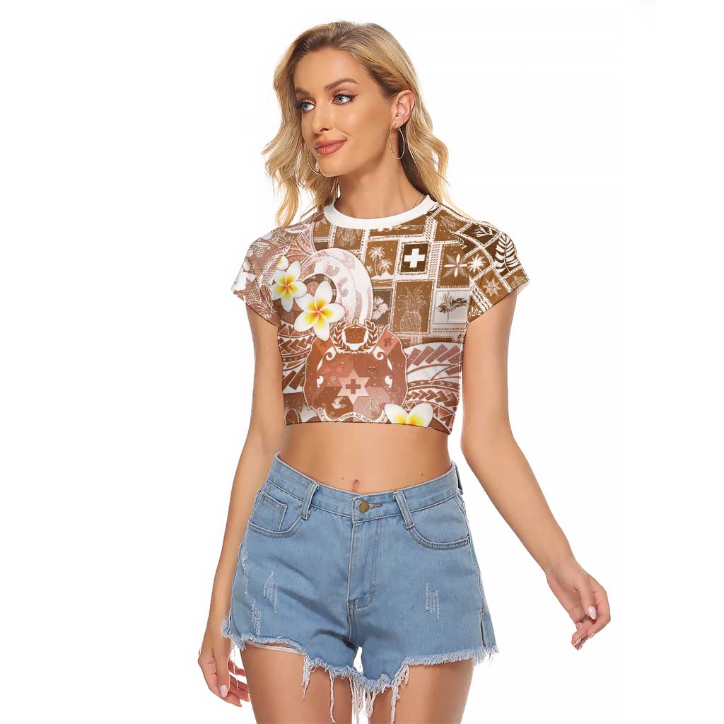 Tonga Christmas Raglan Cropped T Shirt Kilisimasi Fiefia Retro Style Brown - Polynesian Pride