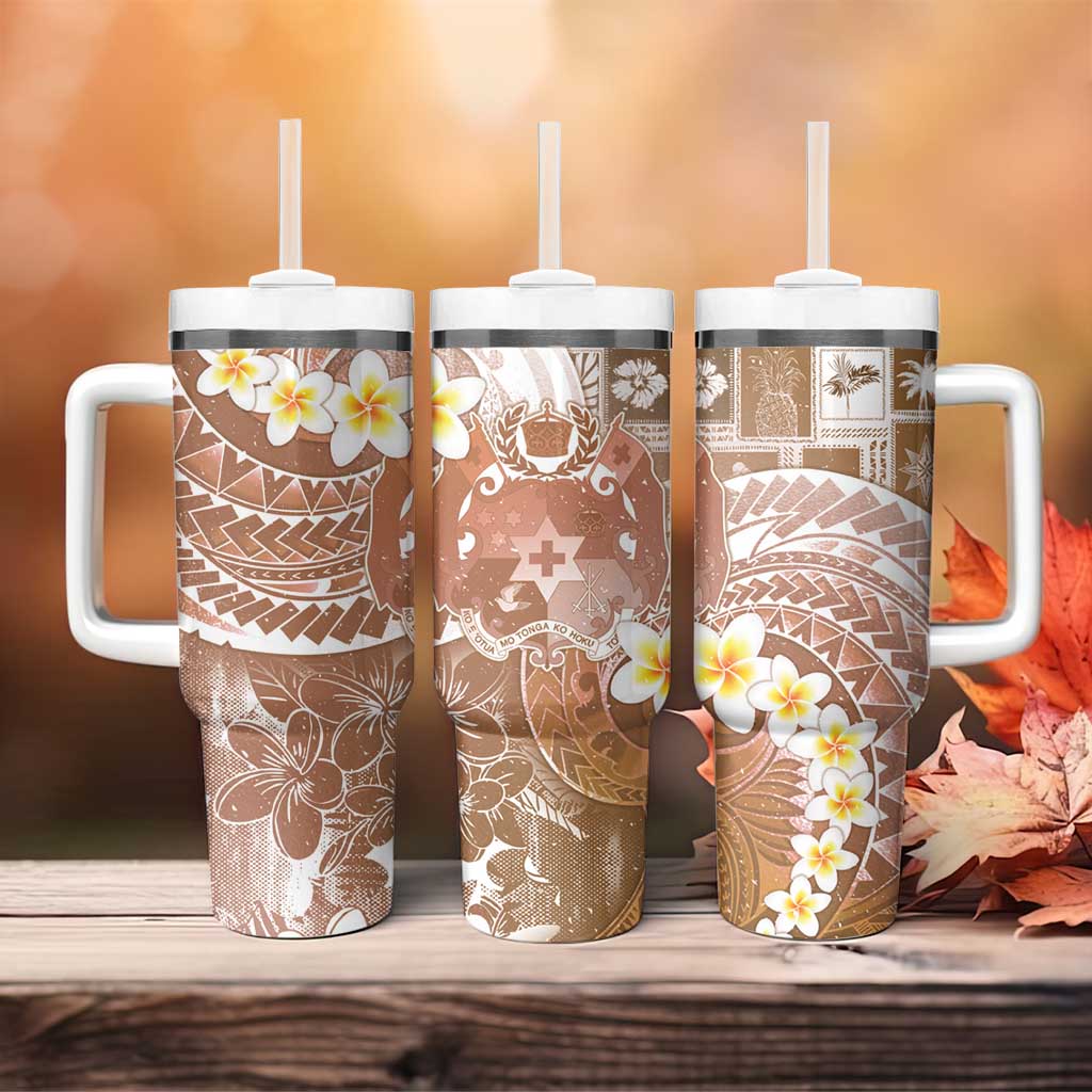 Tonga Christmas Tumbler With Handle Kilisimasi Fiefia Retro Style Brown - Polynesian Pride