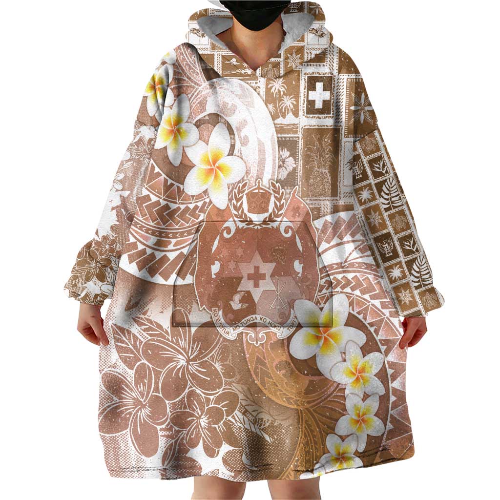 Tonga Christmas Wearable Blanket Hoodie Kilisimasi Fiefia Retro Style Brown - Polynesian Pride