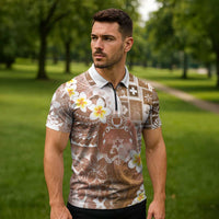 Tonga Christmas Zipper Polo Shirt Kilisimasi Fiefia Retro Style Brown - Polynesian Pride