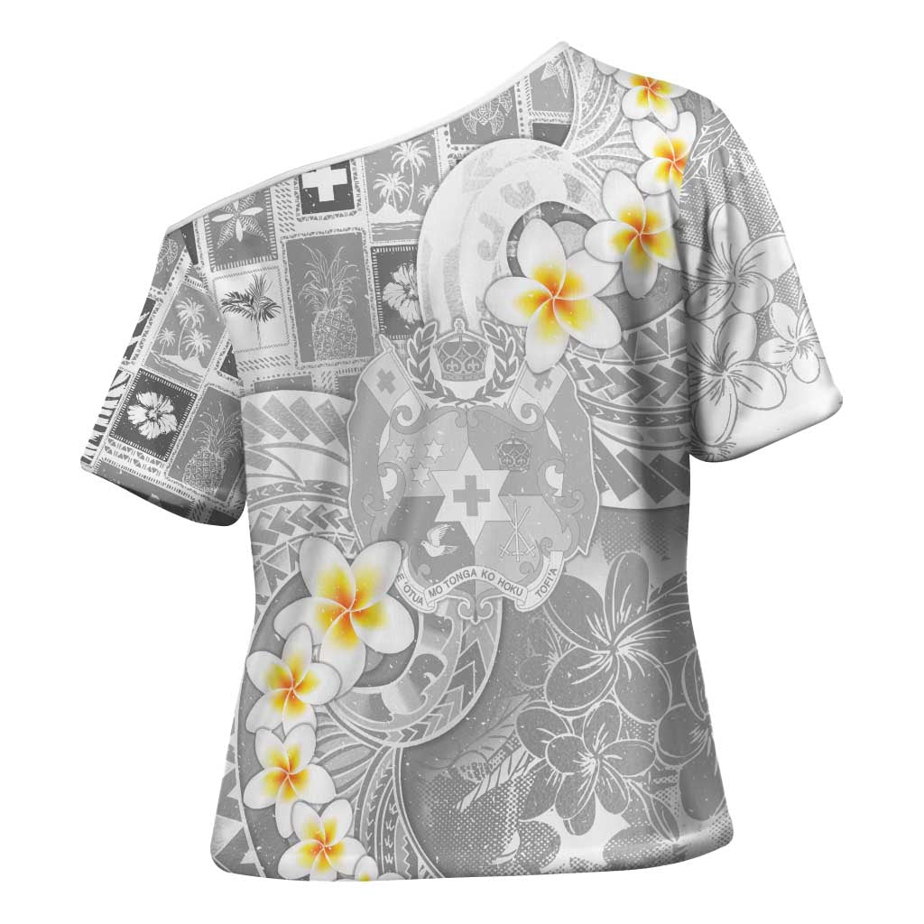 Tonga Christmas Cross Shoulder Shirt Kilisimasi Fiefia Retro Style White - Polynesian Pride