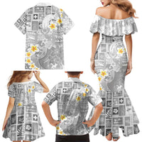 Tonga Christmas Family Matching Mermaid Dress and Hawaiian Shirt Kilisimasi Fiefia Retro Style White - Polynesian Pride