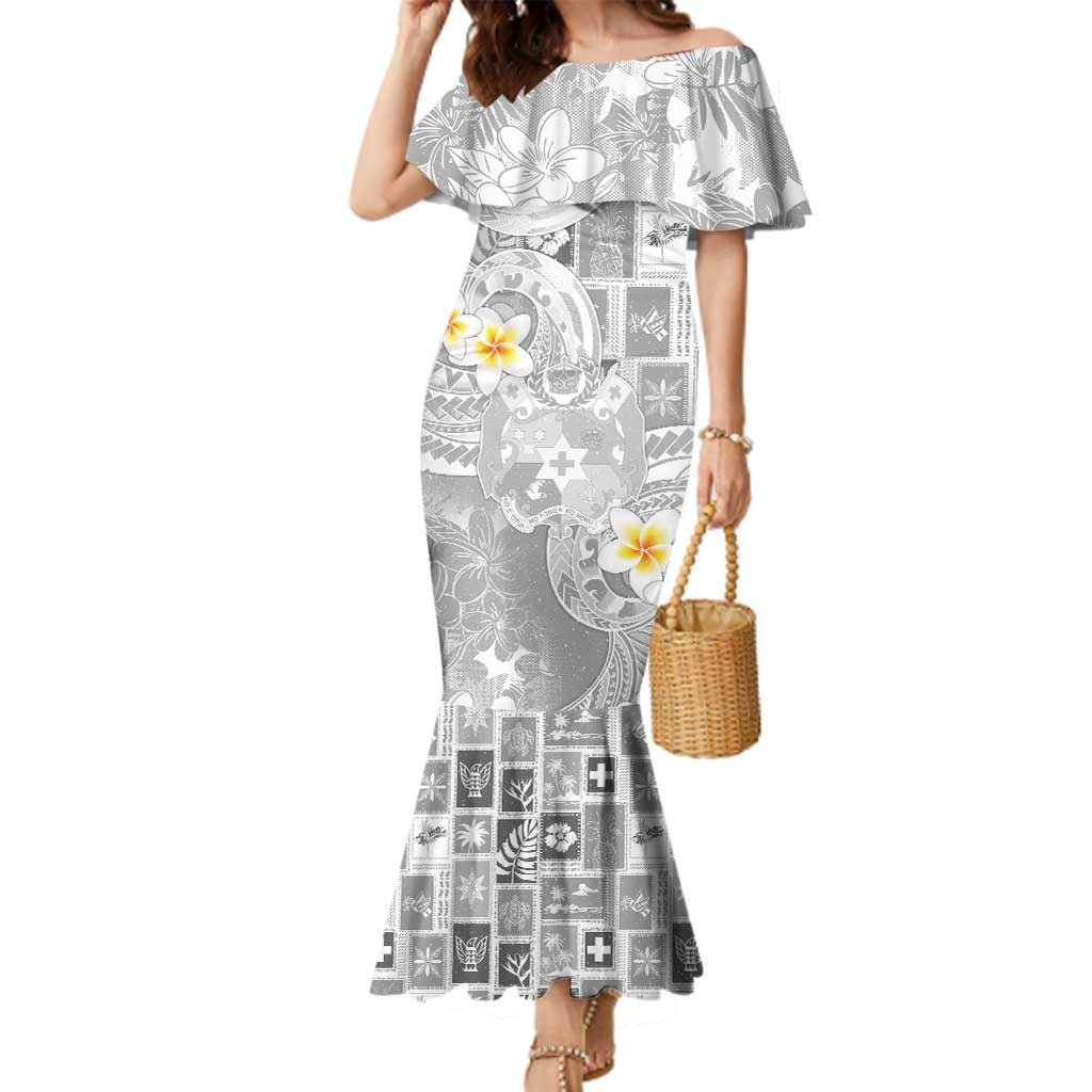 Tonga Christmas Family Matching Mermaid Dress and Hawaiian Shirt Kilisimasi Fiefia Retro Style White - Polynesian Pride