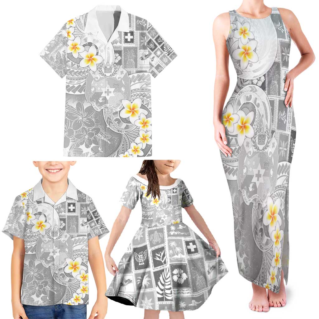 Tonga Christmas Family Matching Tank Maxi Dress and Hawaiian Shirt Kilisimasi Fiefia Retro Style White - Polynesian Pride