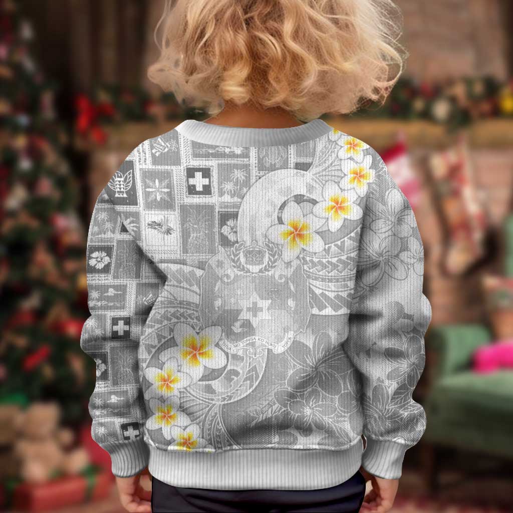 Tonga Christmas Kid Ugly Christmas Sweater Kilisimasi Fiefia Retro Style White - Polynesian Pride