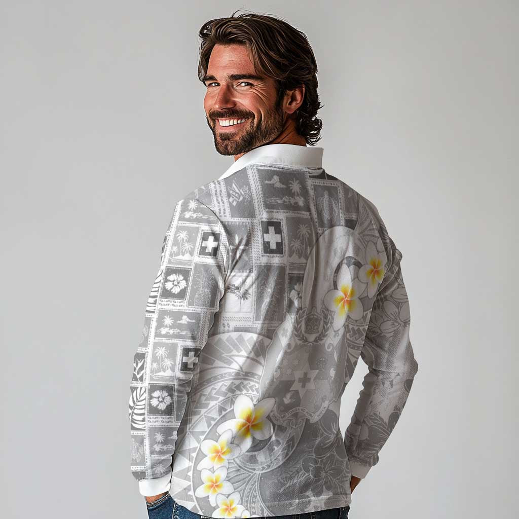 Tonga Christmas Long Sleeve Polo Shirt Kilisimasi Fiefia Retro Style White - Polynesian Pride