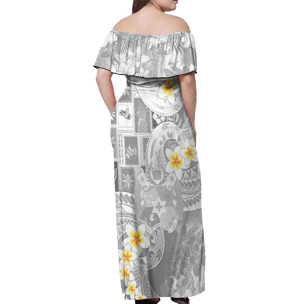 Tonga Christmas Off Shoulder Maxi Dress Kilisimasi Fiefia Retro Style White - Polynesian Pride