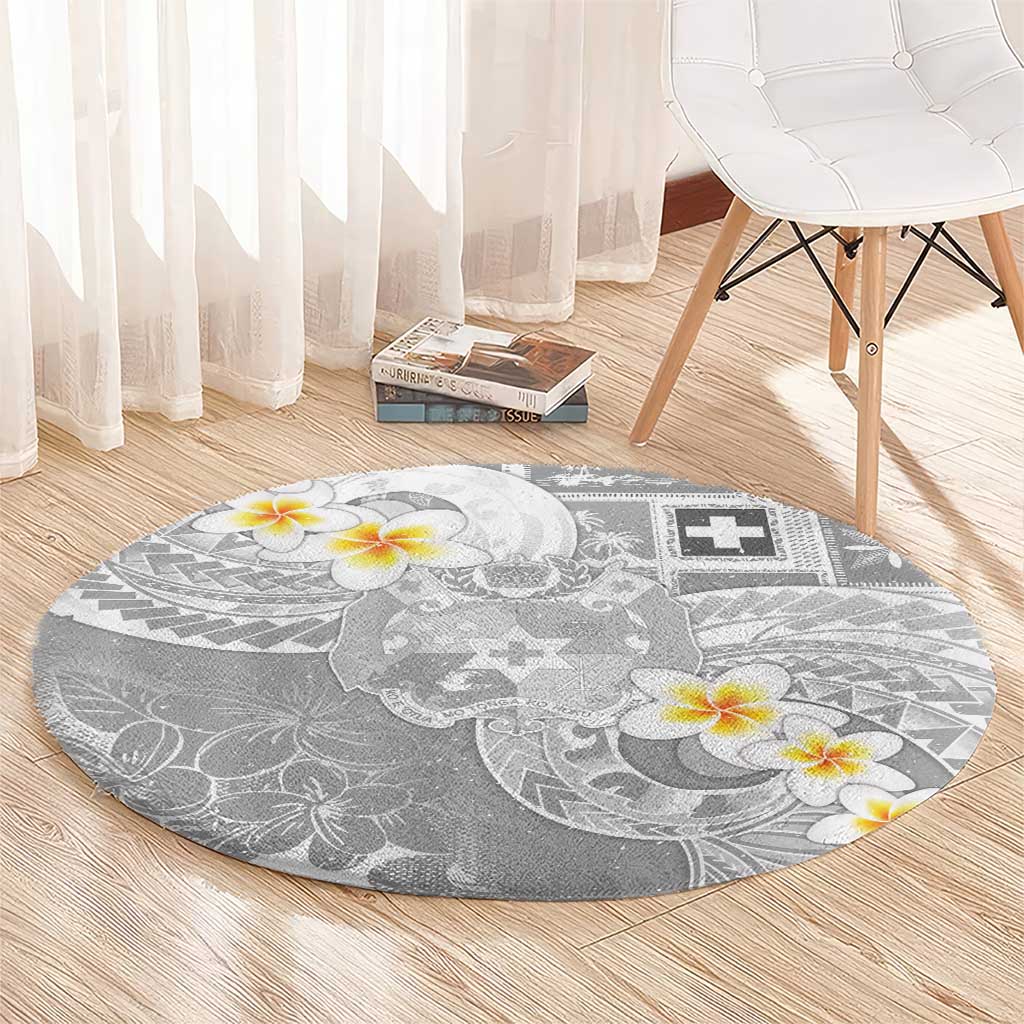 Tonga Christmas Round Carpet Kilisimasi Fiefia Retro Style White - Polynesian Pride