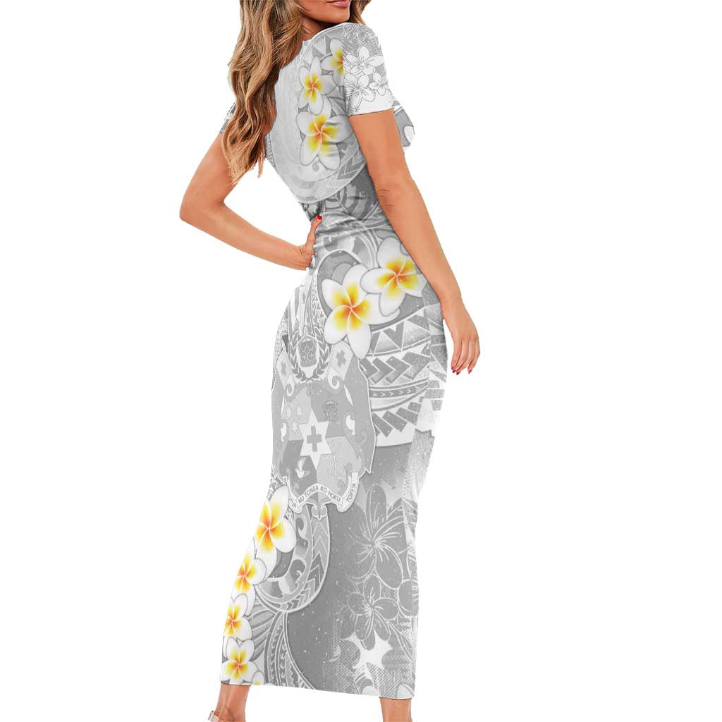 Tonga Christmas Short Sleeve Bodycon Dress Kilisimasi Fiefia Retro Style White - Polynesian Pride