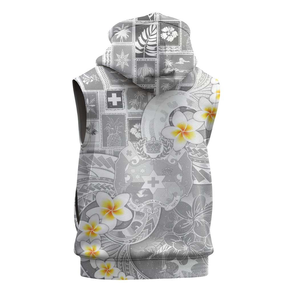 Tonga Christmas Sleeveless Zip Hoodie Kilisimasi Fiefia Retro Style White - Polynesian Pride