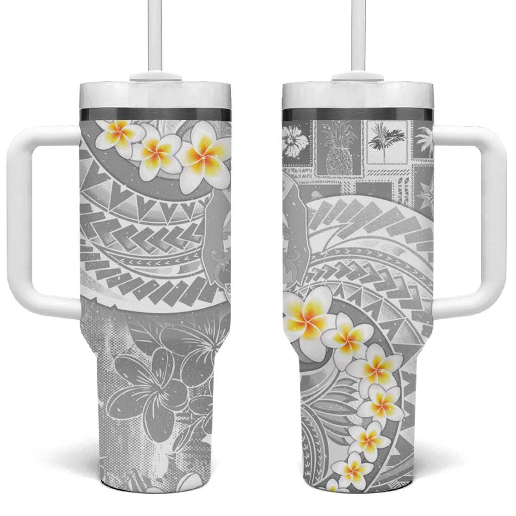 Tonga Christmas Tumbler With Handle Kilisimasi Fiefia Retro Style White - Polynesian Pride