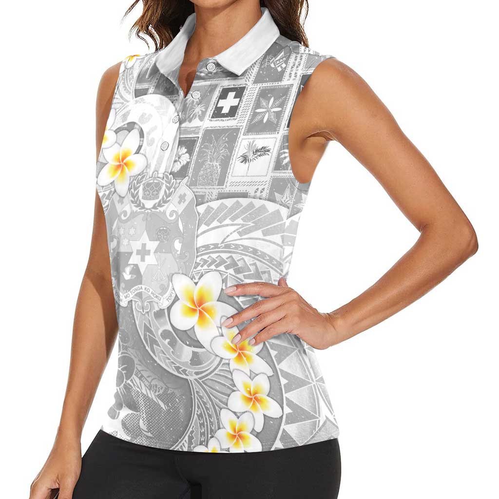 Tonga Christmas Women Sleeveless Polo Shirt Kilisimasi Fiefia Retro Style White - Polynesian Pride