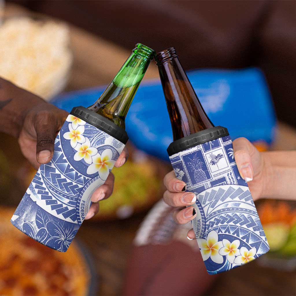 Federated States Of Micronesia Christmas 4 in 1 Can Cooler Tumbler Retro Style Bright Version - Polynesian Pride