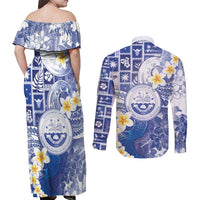Federated States Of Micronesia Christmas Couples Matching Off Shoulder Maxi Dress and Long Sleeve Button Shirt Retro Style Bright Version - Polynesian Pride