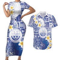 Federated States Of Micronesia Christmas Couples Matching Short Sleeve Bodycon Dress and Hawaiian Shirt Retro Style Bright Version - Polynesian Pride