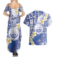 Federated States Of Micronesia Christmas Couples Matching Summer Maxi Dress and Hawaiian Shirt Retro Style Bright Version - Polynesian Pride